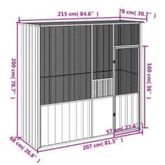 Vidaxl Ptičja kletka antracitna 215x78x200 cm pocinkano jeklo
