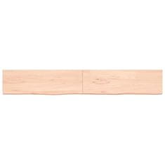 Greatstore Stenska polica 200x30x(2-4) cm neobdelana trdna hrastovina