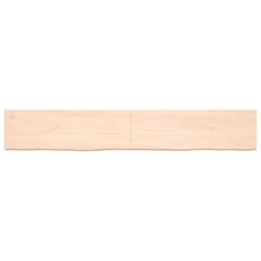 Greatstore Stenska polica 180x30x(2-6) cm neobdelana trdna hrastovina