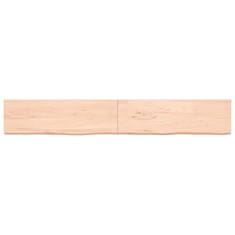 Greatstore Stenska polica 200x30x(2-6) cm neobdelana trdna hrastovina