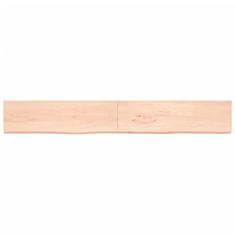 Greatstore Stenska polica 220x30x(2-4) cm neobdelana trdna hrastovina