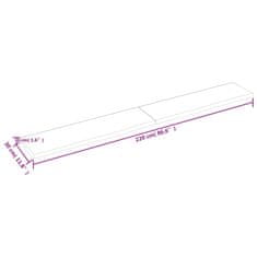 Greatstore Stenska polica 220x30x(2-4) cm neobdelana trdna hrastovina