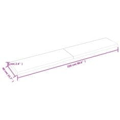 Greatstore Stenska polica 220x40x(2-6) cm neobdelana trdna hrastovina