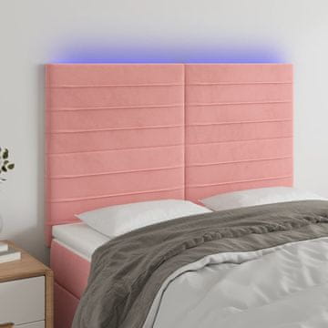 Vidaxl vidaXL Vzglavje postelje z LED svetlo roza 144x5x118/128 cm žamet