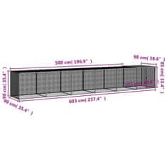 Vidaxl Kokošnjak s svetlo svetlo sivo 603x98x90 cm pocinkano jeklo