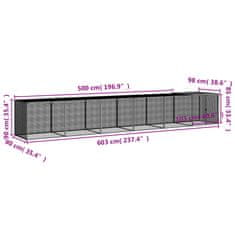 Vidaxl Kokošnjak s streho antracit 603x98x90 cm pocinkano jeklo