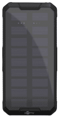 Goobay powerbank, 20000 mAh, USB-C QC 3.0, sončne celice, črn