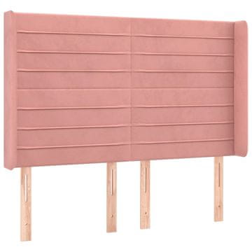 Vidaxl Vzglavje z ušesi roza 147x16x118/128 cm žamet