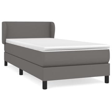 Vidaxl Box spring postelja z vzmetnico siva 90x190 cm umetno usnje