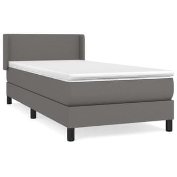 Vidaxl Box spring postelja z vzmetnico siva 90x190 cm umetno usnje
