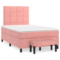 Vidaxl Box spring postelja z vzmetnico roza 120x190 cm žamet