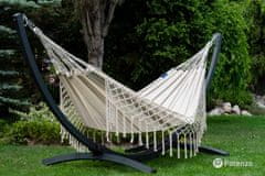 Potenza Viseča mreža MEDELLIN DOUBLE 230x160 cm boho s čopki + aluminijast okvir PRIME, barva smetane