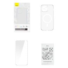 BASEUS Magnetic Crystal Clear zaščitni ovitek za iPhone 12 Pro (prozoren) + kaljeno steklo + komplet za čiščenje