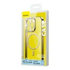 BASEUS Glitter magnetni etui za iPhone 14 Pro (zlati) + kaljeno steklo + komplet za čiščenje