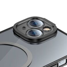 BASEUS Zaščitni set Glitter prozoren magnetni ovitek in kaljeno steklo za iPhone 14 (črn)