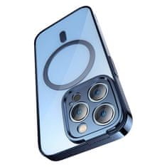 BASEUS Zaščitni set prozornega magnetnega ohišja in kaljenega stekla Baseus Glitter za iPhone 14 Pro Max (modra)