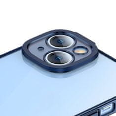 BASEUS Zaščitni set prozornega ohišja Glitter in kaljenega stekla za iPhone 14 (modra)