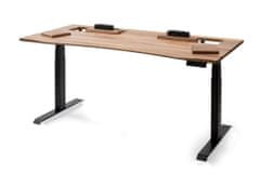 dvižna miza z razširjenim prostorom za kable (Hrast / 120×80cm / Ergonomsko prisekan rob)
