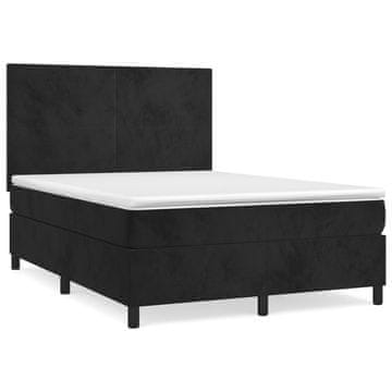 Vidaxl Box spring postelja z vzmetnico črna 140x200 cm žamet