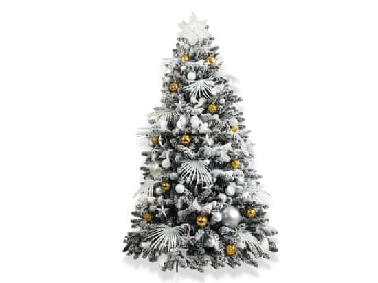 LAALU.cz Okrašeno umetno božično drevo s 133 bombicami POLAR GOLD 210 cm s kovinskim stojalom