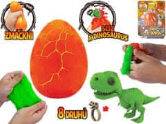 Noro Dino jajce 8 cm s sluzjo, dinozavrom in obročem - mešanica barv (rdeča, oranžna)