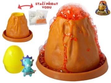 Crazy Dino vulkan 10 cm z lavo, jajcem in dinozavrom v foliji