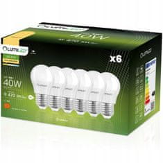 LUMILED 6x LED žarnica E27 P45 5W = 40W 470lm 3000K Toplo bela 180°