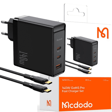 Mcdodo MCDODO HITRI POLNILEC ZA MACBOOK GAN 3X USB-C USB 140W + KABEL