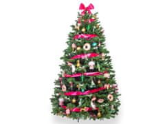 LAALU.cz Okrašeno umetno božično drevo z 59 okraski HAPPY AND PINK 150 cm s stojalom in božičnimi okraski