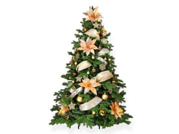 LAALU.cz Okrašeno umetno božično drevo s 152 okraski GOLDEN THREE II 270 cm s stojalom in božičnimi okraski