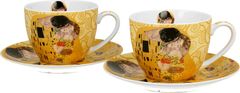 Duo Set 2 skodelic + krožnika Klimt Poljub, 250 ml porcelan, darilna embalaža, 3519