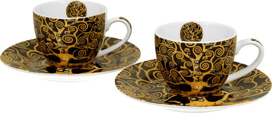Duo Set 2 skodelic + krožnika Klimt Drevo, 110 ml porcelan, darilna embalaža, 5551