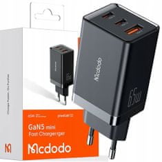 Mcdodo Polnilec USB-C USB-A, GAN 5 pro, hiter, 65 W, Mcdodo CH-1540