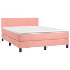 Vidaxl Box spring postelja z vzmetnico roza 140x200 cm žamet