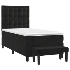 Vidaxl Box spring postelja z vzmetnico črn 90x190 cm žamet
