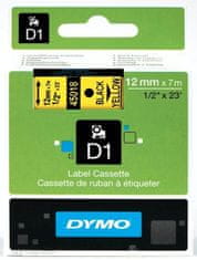 Dymo 45018 (S0720580) 12mm x 7m črn – rumen, etikete