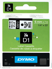 Dymo 43613 (S0720780) 6mm x 7m črn – White, etikete