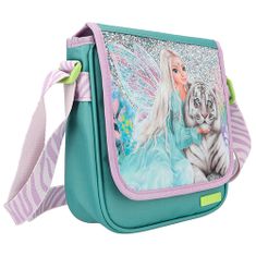 Top Model Vrhunski model torbe za čez ramo z bleščicami, Vila z belim tigrom, zeleno-vijolična