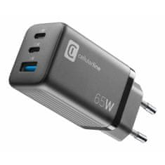 CellularLine Multipower hišni polnilec, 65 W, 2x USB-C PD, 1x USB (ACHUSBGAN3PD65WK)