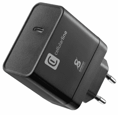 CellularLine Ultra hišni polnilec, 65W USB-C, PD, črn (ACHSMUSBC65WK)