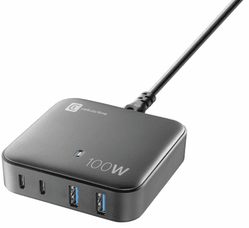 CellularLine Multipower Magnus polnilnik, 100 W, 4xPD, 2xUSB, 2x USB-C (ACHUSBGAN4PD100WK)