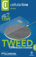 CellularLine Tweed brezžični polnilec, 15 W, siv (WIRELESSTWEED15WD)