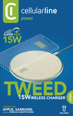 CellularLine Tweed brezžični polnilec, 15 W, bel (WIRELESSTWEED15WW)
