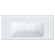 Vidaxl Kopalniški umivalnik bel 100x48x19,5 cm pravokoten keramičen
