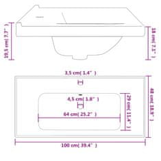 Vidaxl Kopalniški umivalnik bel 100x48x19,5 cm pravokoten keramičen