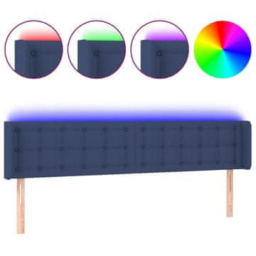 Vidaxl LED posteljno vzglavje modro 183x16x78/88 cm blago