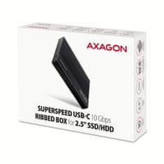 AXAGON EE25-GTR, USB-C 10Gb/s - SATA 6G 2,5" RIBBED škatla, črna