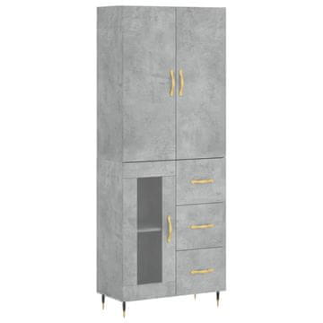 Vidaxl Visoka komoda betonsko siva 69,5x34x180 cm inženirski les