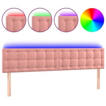 Vidaxl LED posteljno vzglavje roza 180x5x78/88 cm žamet