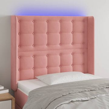 Vidaxl vidaXL Vzglavje postelje z LED svetlo roza 93x16x118/128 cm žamet